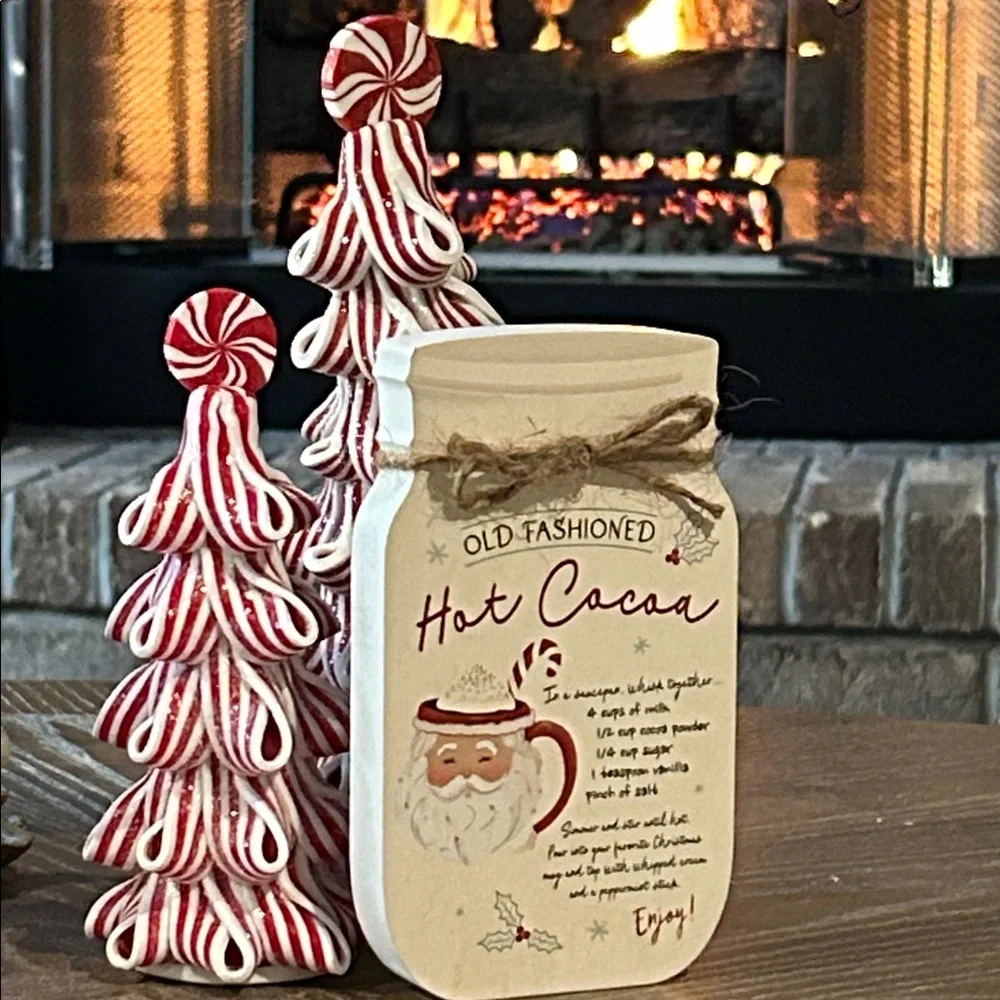 NEW! Christmas Holiday Farmhouse Old Fashioned Hot Cocoa Mason Jar Wood Sign